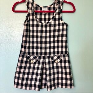 Kids Black and White Checkered Sleeveless Dress